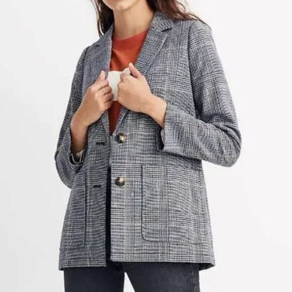 Madewell Dorset Wool Blazer in Blue Plaid Size Medium - Picture 1 of 8